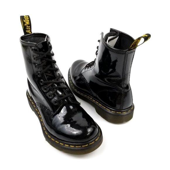Dr. Martens Black Patent Leather Combat Boots 6 Grunge Y2k 90s Urban Streetwear - Picture 8 of 9